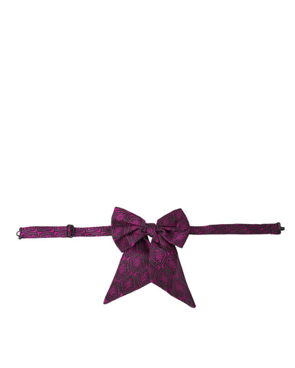 Dolce & Gabbana Purple Ribbon Silk Adjustable Neck Men Bow Tie