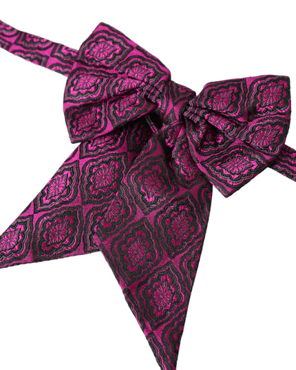 Dolce & Gabbana Purple Ribbon Silk Adjustable Neck Men Bow Tie