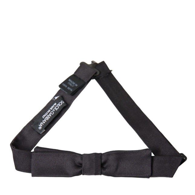 Dolce & Gabbana Dark Gray Silk Adjustable Neck Men Bow Tie