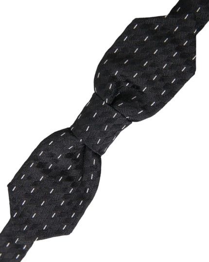 Dolce & Gabbana Black White Stitched Silk Men Neck Bow Tie