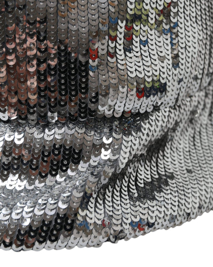 Dolce & Gabbana Silver Sequined Nylon Bucket Hat Men