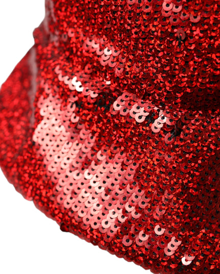 Dolce & Gabbana Red Sequined Nylon Bucket Hat Men
