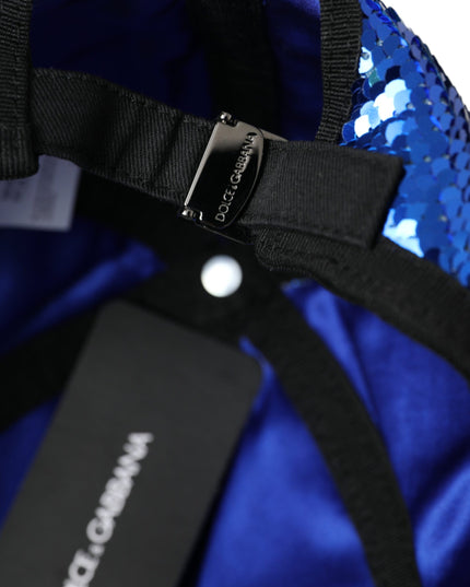 Dolce & Gabbana Royal Blue Sequin Baseball Hat Men