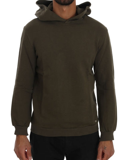 Daniele Alessandrini Green Pullover Hodded Cotton Sweater