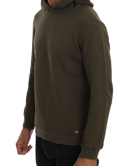 Daniele Alessandrini Green Pullover Hodded Cotton Sweater
