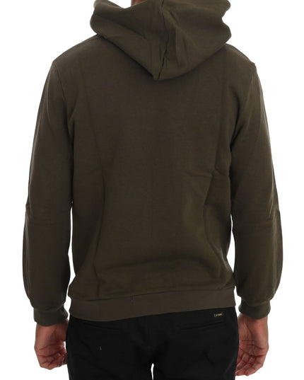 Daniele Alessandrini Green Pullover Hodded Cotton Sweater