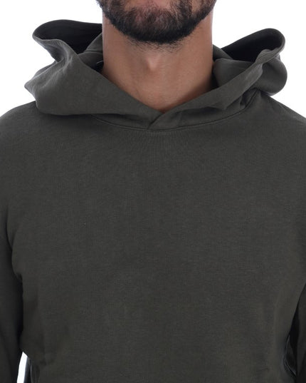 Daniele Alessandrini Green Pullover Hodded Cotton Sweater