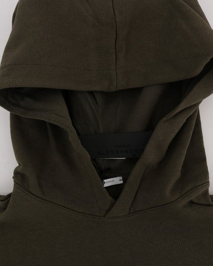 Daniele Alessandrini Green Pullover Hodded Cotton Sweater