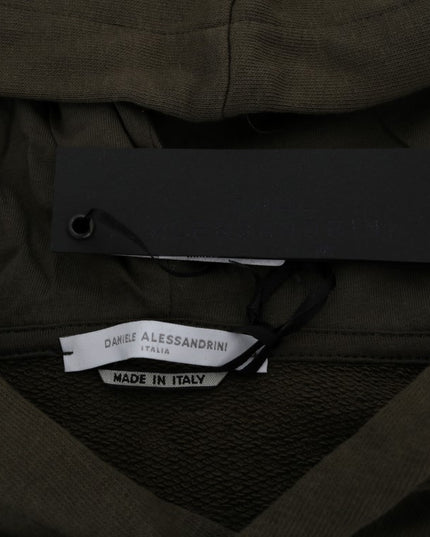 Daniele Alessandrini Green Pullover Hodded Cotton Sweater