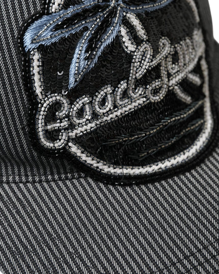 Dolce & Gabbana Black Cotton Embellished Baseball Hat Men