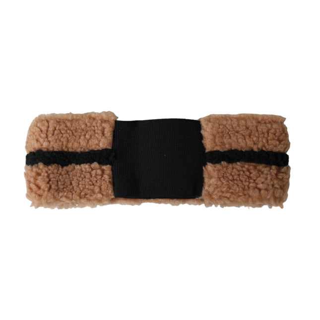 Dolce & Gabbana Brown Black Fleece Wool Head Band Hat Men