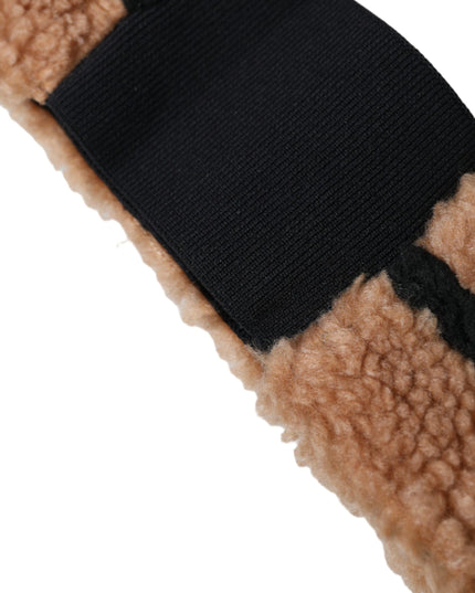 Dolce & Gabbana Brown Black Fleece Wool Head Band Hat Men