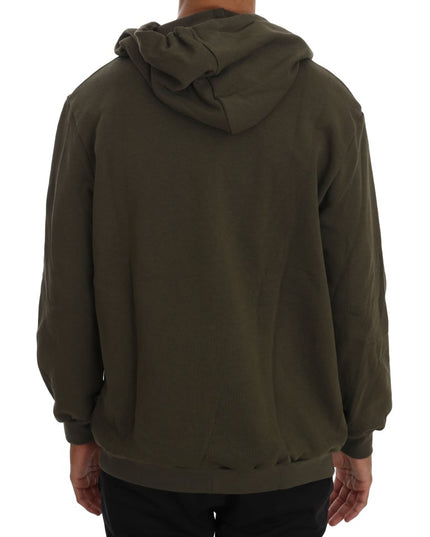 Daniele Alessandrini Green Full Zipper Hodded Cotton Sweater