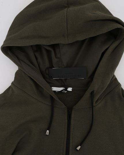 Daniele Alessandrini Green Full Zipper Hodded Cotton Sweater