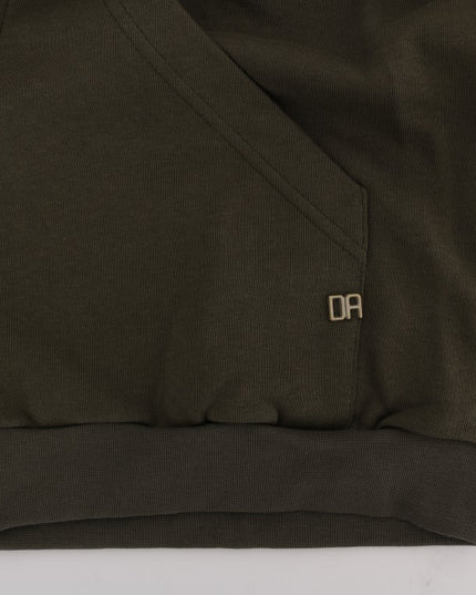 Daniele Alessandrini Green Full Zipper Hodded Cotton Sweater