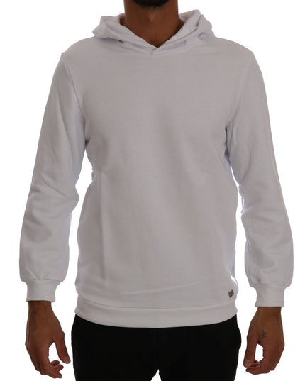Daniele Alessandrini White Pullover Hodded Cotton Sweater