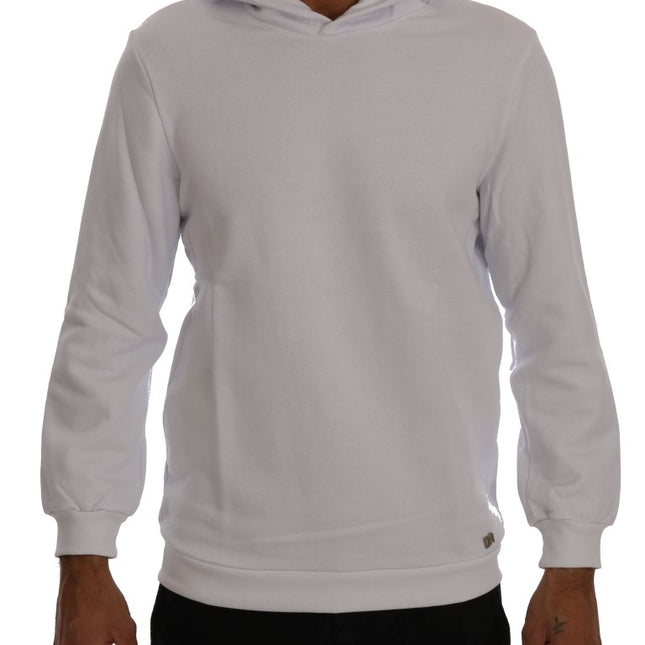 Daniele Alessandrini White Pullover Hodded Cotton Sweater