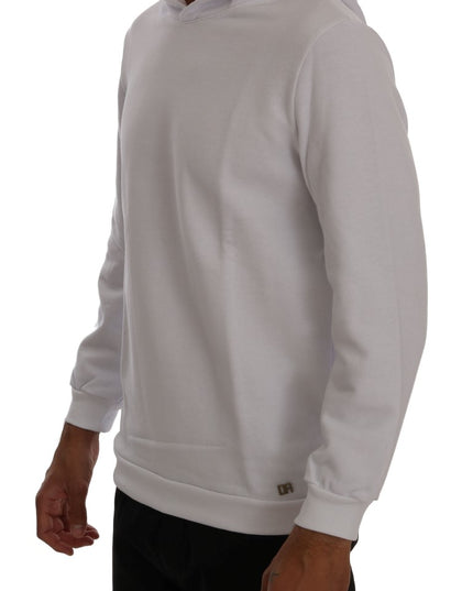 Daniele Alessandrini White Pullover Hodded Cotton Sweater