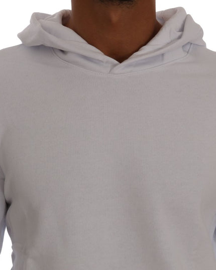 Daniele Alessandrini White Pullover Hodded Cotton Sweater