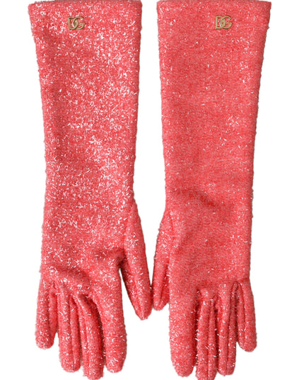 Dolce & Gabbana Pink Lurex Fantasia Mid Arm Length Gloves