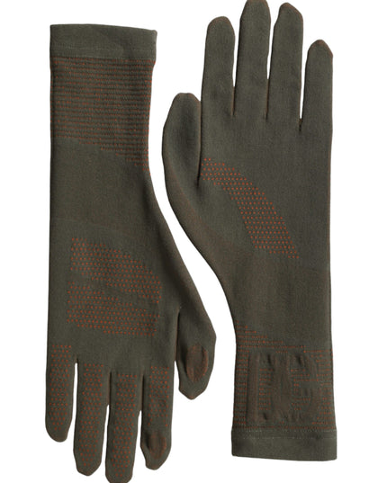 Dolce & Gabbana Brown Cotton Stretch Wrist Length Gloves