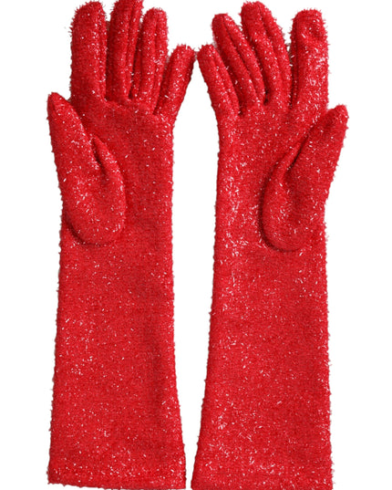 Dolce & Gabbana Red Lurex Fantasia Mid Arm Length Gloves