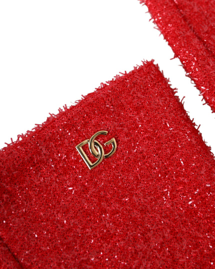 Dolce & Gabbana Red Lurex Fantasia Mid Arm Length Gloves