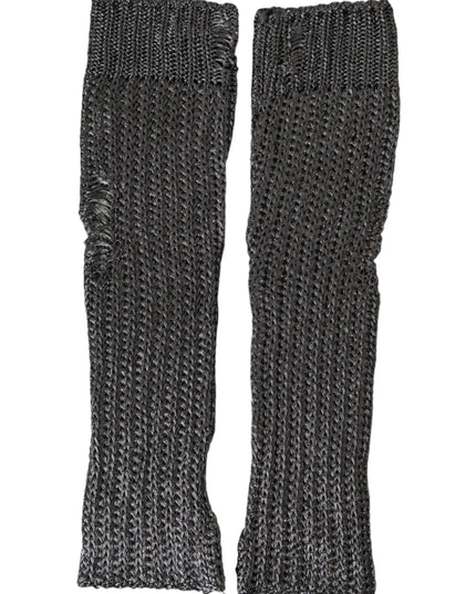 Dolce & Gabbana Gray Viscose Knitted Finger Less Gloves