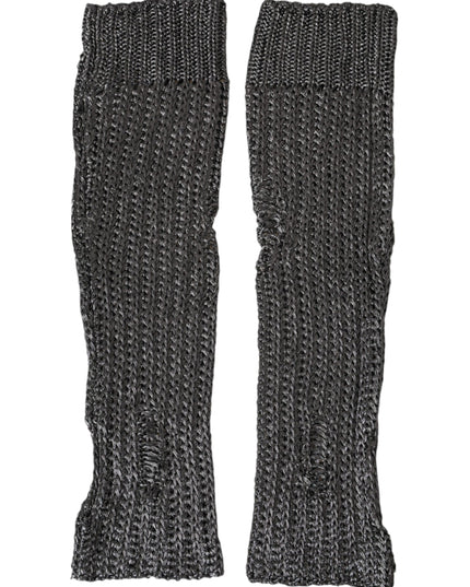 Dolce & Gabbana Gray Viscose Knitted Finger Less Gloves