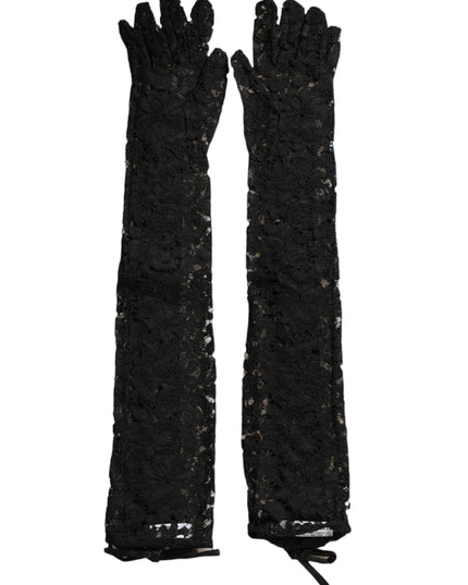 Dolce & Gabbana Black Taormina Lace Elbow Length Gloves