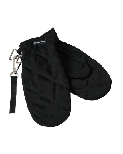 Dolce & Gabbana Black Quilted Nylon Wrist Length Mitten Gloves