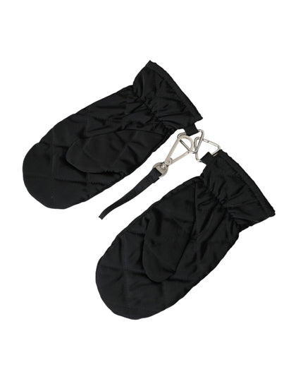 Dolce & Gabbana Black Quilted Nylon Wrist Length Mitten Gloves