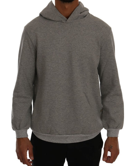 Daniele Alessandrini Gray Pullover Hodded Cotton Sweater