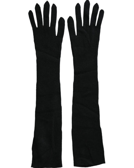 Dolce & Gabbana Black Cashmere Knitted Elbow Length Gloves