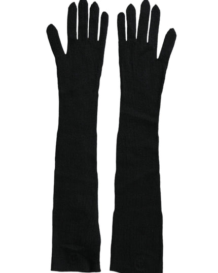 Dolce & Gabbana Black Cashmere Knitted Elbow Length Gloves