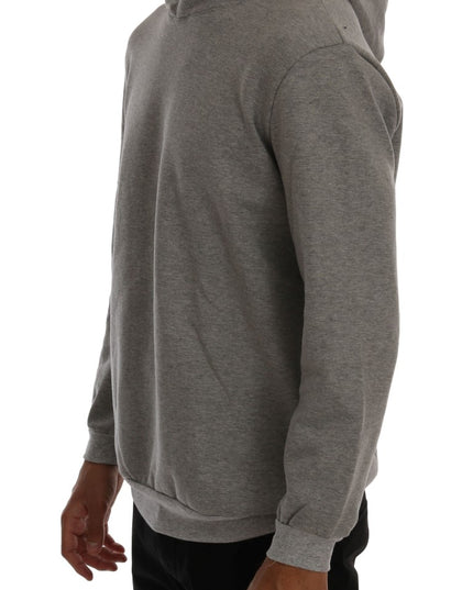 Daniele Alessandrini Gray Pullover Hodded Cotton Sweater