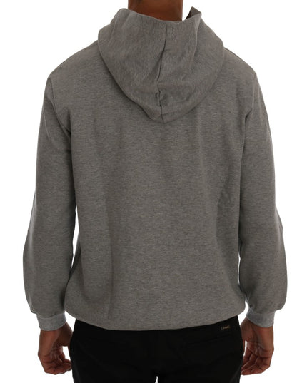 Daniele Alessandrini Gray Pullover Hodded Cotton Sweater