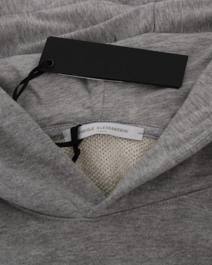 Daniele Alessandrini Gray Pullover Hodded Cotton Sweater