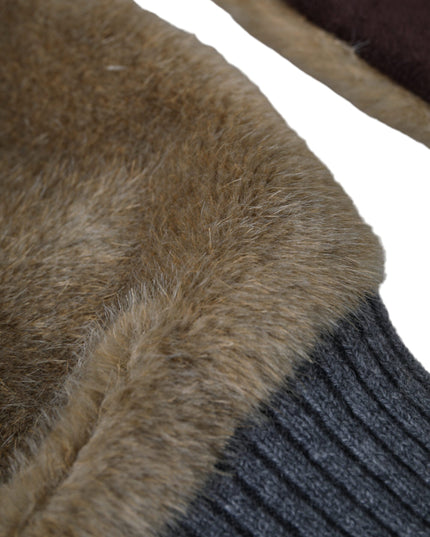 Dolce & Gabbana Beige Acrylic Knitted Fur Wrist Mitten Gloves