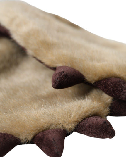 Dolce & Gabbana Beige Acrylic Knitted Fur Wrist Mitten Gloves