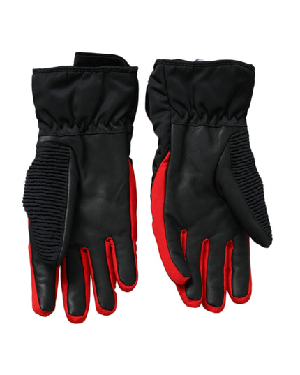 Dolce & Gabbana Black Red Nylon Wrist Length Gloves