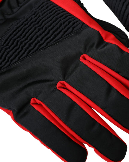 Dolce & Gabbana Black Red Nylon Wrist Length Gloves
