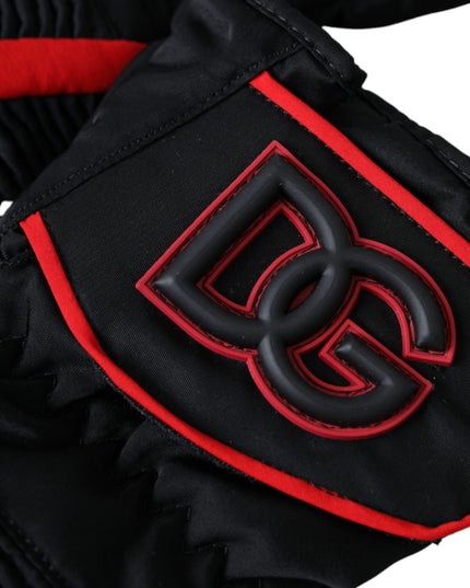 Dolce & Gabbana Black Red Nylon Wrist Length Gloves