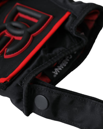 Dolce & Gabbana Black Red Nylon Wrist Length Gloves