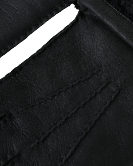 Dolce & Gabbana Black Leather Fur Short Hands Gloves