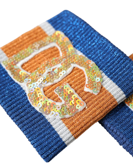 Dolce & Gabbana Multicolor Logo Sequin Viscose Wristband