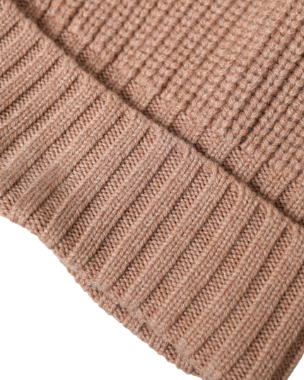 Dolce & Gabbana Brown Solid Knitted Fur Ball Winter Beanie Hat