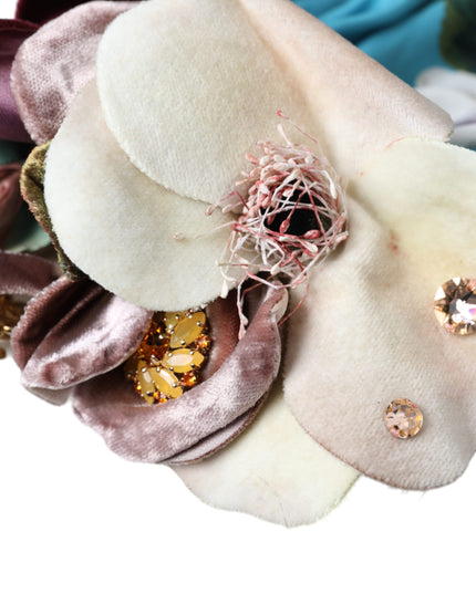 Dolce & Gabbana Blue Floral Motif Turban Head Hat Women