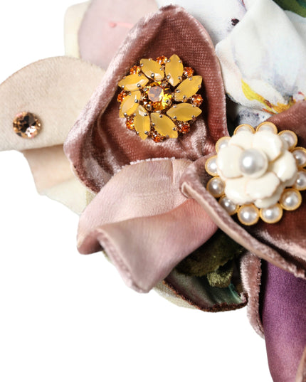 Dolce & Gabbana Blue Floral Motif Turban Head Hat Women