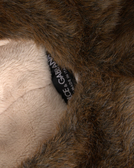 Dolce & Gabbana Brown Deer Faux Fur Whole Head Hat